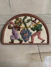 Vintage Ceramic Wall Art - Vintage Theme - Farmers with Grapes - Handmade