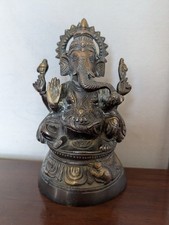 Finely Detailed Vintage Heavy Cast Statue Of Seated Ganesh