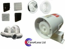 SF100 Timer Standard Inline Extractor Bathroom Fan 100m3/h With or Without Kit