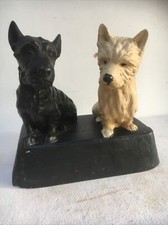 Large vintage Black and white whisky terrier dogs advertising figures 