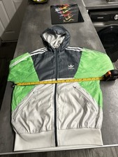 Retro Adidas Originals Windbreaker Jacket Small Grey Green See Pictures