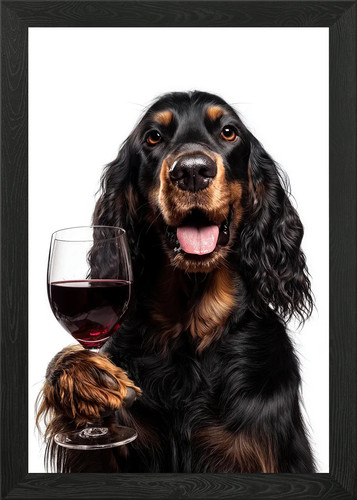 Gordon setter dog with - with, wine