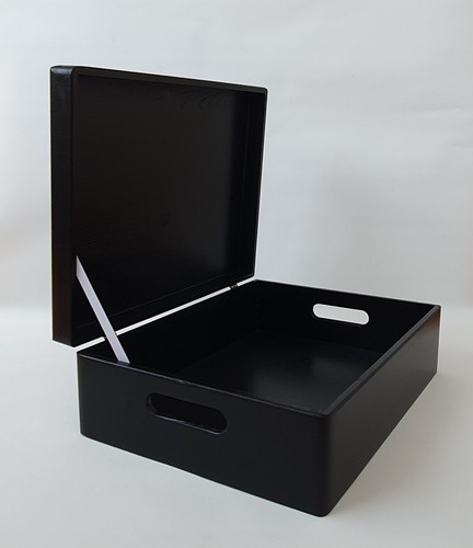 Large wooden black storage box - large,