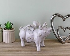 Ceramic Flying Pig With White