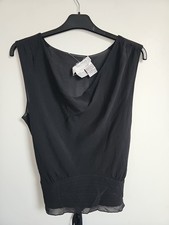 Vintage Max Mara Silk Blouse Size 14 Black Tie Detail