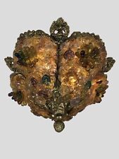 Vintage Murano Bohemian Glass Florets Bowl Ceiling Light Gilt Bronze 6 Available