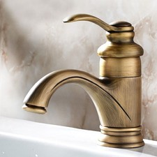 Antique Brass Bathroom Basin Faucet Vessel Sink Mixer Tap Single Hole/Handle |
