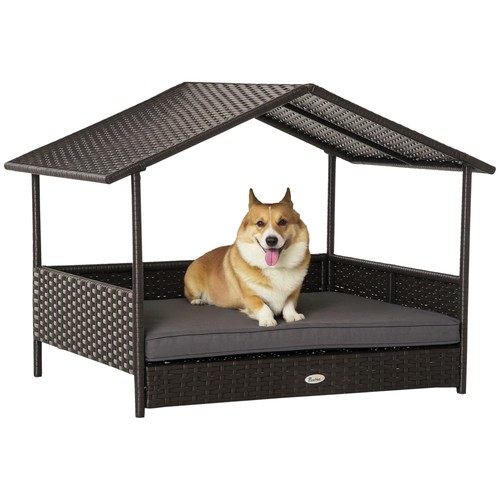Pawhut wicker dog house - wicker,
