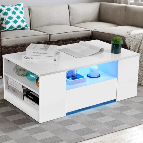 Led coffee table wooden - coffee,