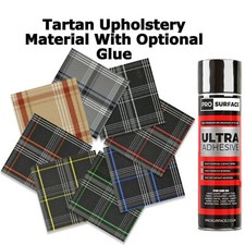VW Golf GTi GT Tartan Upholstery 1.5m Wide Roll Fabric 5mm Scrim Foam Opt Glue