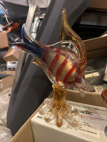 Murano glass red gold fish - gold,