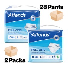 Attends 10L Pull up Pants Size LARGE Adult Nappies Incontinence - 2 Packs of 14