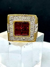 Mens gold ruby red ring signet