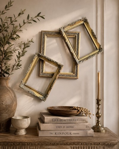Set vintage gilt ornate - set,