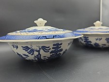 2x Royal Doulton Fine China Booths Real Old Willow Lidded Vegetable Tureens