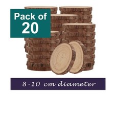 Wood Slices for Crafts (20 Pack) Round Wood Crafting Discs 10cm Coaster Plinth