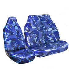 FOR TOYOTA HI-ACE ALL YEARS - HEAVY DUTY BLUE CAMOUFLAGE VAN SEAT COVERS - 2+1