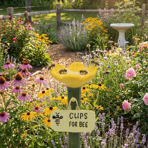 Flower shaped bee watering - flower-shaped,