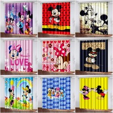 3D Mickey Mouse Cartoon Pair Thick Thermal Blackout Curtains Ring Top Eyelet AU
