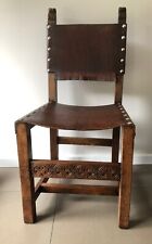 Jacobean Revival Style Oak Chair With Thick Hide Sling Seat and back-2 available
