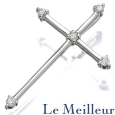 K18 White Gold Diamond Cross Pendant Top Used, 18x27mm, 1.2g