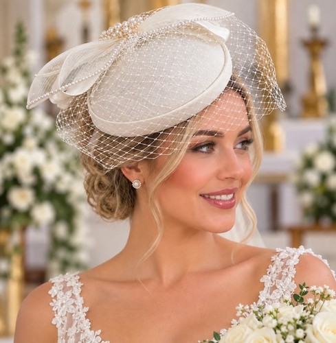 Ladies white bridal hatinator - ladies,