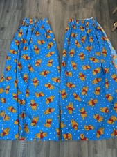 Winnie The Pooh Disney Blue Vintage Cotton Zap  Curtains 160x130 Cm