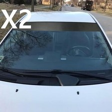 2 Sun Strip Protection Matt Black Front Rear Window Windscreen Styling Vinyl Rap