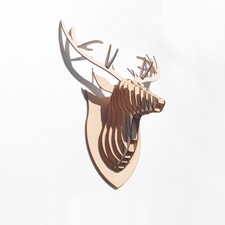 3D Stag Head - 3D Wall Art Trophy Wooden 4mm Ply Wall Art Display