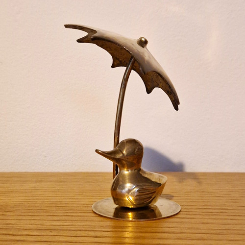 Vintage brass duck figurine - duck,