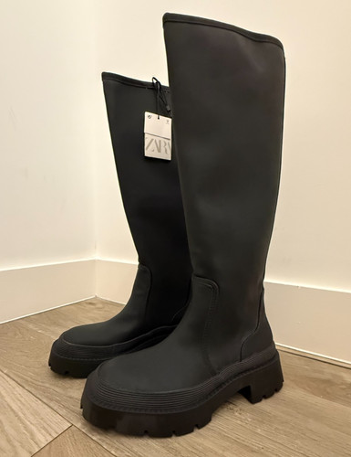 Zara knee high leather - high, chunky