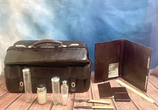 ANTIQUE 1879 ASPREY LEATHER TRAVEL GLADSTONE BAG CONTENTS 166 BOND STREET LONDON