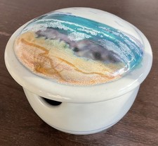 Vintage Highland Stoneware Seascape Lidded Jam Pot 