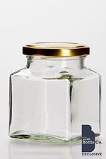 12 x 200gm APPROX 12oz SQUARE JAM JAR CHUTNEY PRESERVE C/W CHOICE OF LID COLOUR