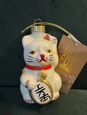 Chinese Lucky Cat Bauble Glass