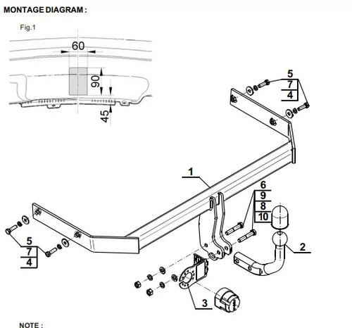 Swan neck tow bar - bar, for