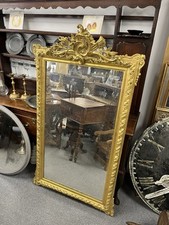 Large French 19th Century Gilt Wood & Gesso Overmantle / Wall Mirror 159 x 89 cm