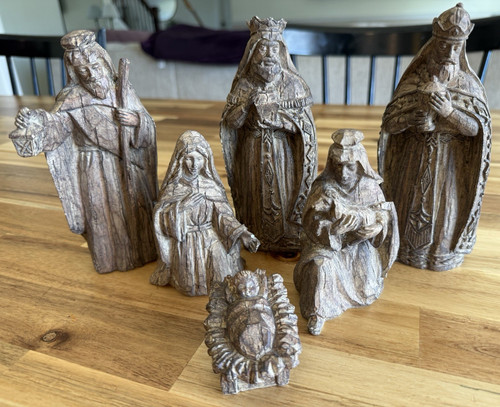 Wood carved piece nativity - carved,