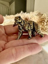 Fine workmanship Grizzly bear with salmon ornament  Solid Brass Bear