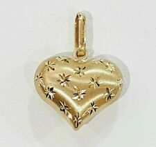 Heart Pendant 9ct Gold Pendant Or Charm Diamond Cut Pattern  9ct Gold 375