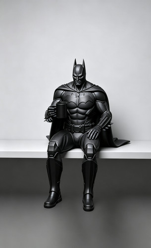 Coffee drinking batman - coffee, shelf