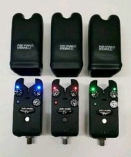 3 × Delkim EV Plus Bite Alarms RED, GREEN & BLUE Carp Fishing Seat Fishing Carp