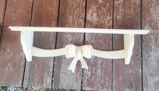 Vintage Solid Wood Wall Mounted White Coquette Bow Accent Wall Shelf