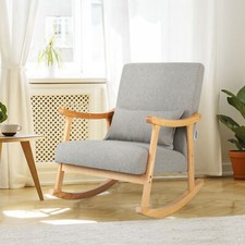 Upholstered Rocking Chair Bedroom Modern Wooden Single Accent Rocker