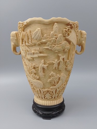 Vintage asian carved vase - vintage,