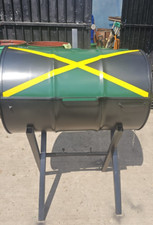 JA Flag Custom Professional Oil Drum BBQ Jerk Pan & Removable Legs Inc Postage