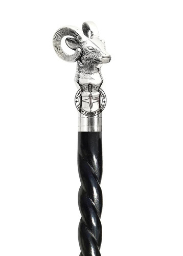 Ram head silver handle twisted - ram,
