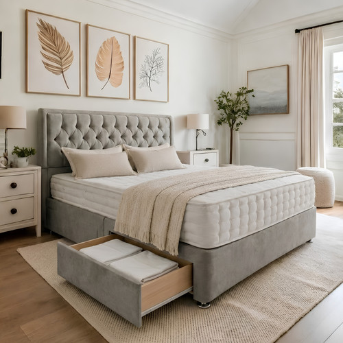 Plush divan bed - bed, with