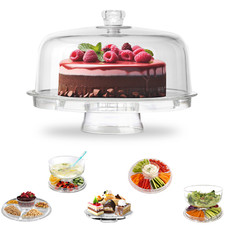 6 in 1 Modern Design Multi Functional Cake Stand & Dome Plastic Cover Salad Bowl