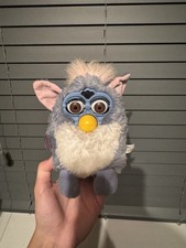1999 Furby Grey And White With Coral Pink Hair And Brown Eyes